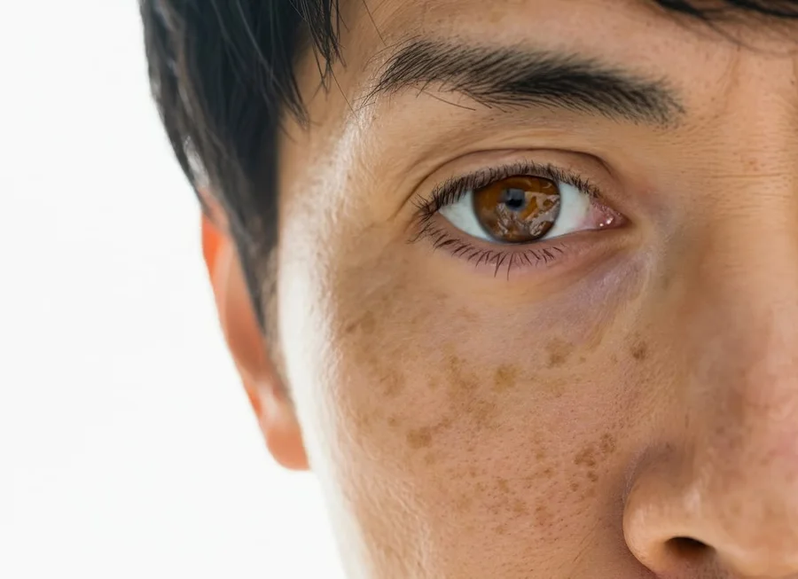 Macchie cutanee su zigomi e fronte